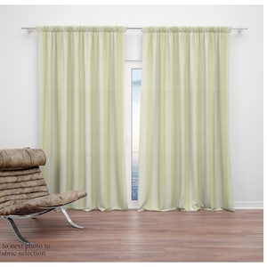 Endive Designer Curtains- Premier Prints Light Green Custom Drapes- Pair of Drapery Panels- Kitchen or Bedroom Curtains- Choose your Fabric