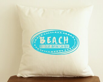 Nautical Pillow Cover, Beach Pillow, Aqua Pillow, Nautical Decor, Zippered Pillow, White Cushion Cover, Beach House Decor, Sea Pillow Case