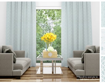 Cortinas de lona Snowy Blue Slub- Par de paneles de cortinas- Modernas cortinas de ventana con estampados Premier en azul claro y blanco- Tamaños personalizados disponibles