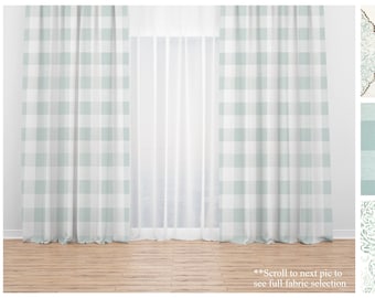 Snowy Blue Window Curtains- Pair of Drapery Panels- Premier Prints Light Blue Drapes- Custom Window Treatments for any Room
