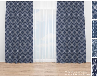 Space Blue Modern Drapes- Pair of Drapery Panels- Premier Prints Custom Drapes- Kitchen Cafe Curtains- Long Bedroom Curtains