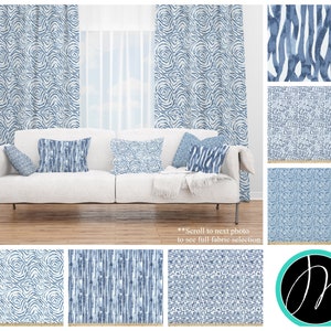 Indigo Luxe Canvas Curtains- Pair of Drapery Panels- Premier Prints Angela Harris Designer Drapes- Blue Watercolor Collection- Custom Sizes