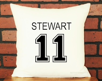 Sports Pillow, Personalized Pillow, Custom Sports Decor, Sports Number Pillow, Personalized Gift, Football Basketball Soccer Zipper Pillow