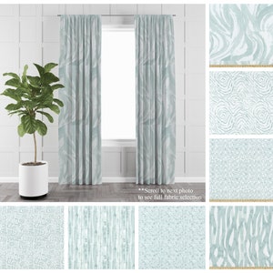 Water Luxe Canvas Curtains- Pair of Drapery Panels- Premier Prints Angela Harris Designer Drapes- Light Aqua Watercolor Collection