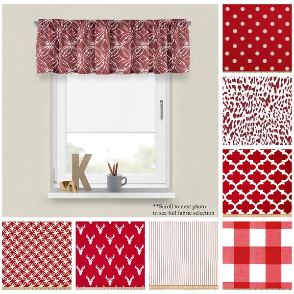 Lipstick Red Custom Valances- Premier Prints Red Window Treatments- Large or Small Drapery Panel- Choose your Size