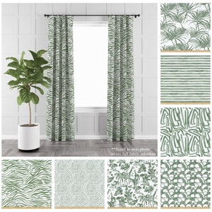 Fairway Green Curtains- Drapery Panel Pair- Premier Prints Modern Green Drapes- Rod Pocket Custom Window Treatments- Choose your Pattern