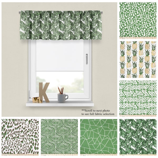 Pine Window Valance- Premier Prints Green Window Treatments- Modern Window Topper- Straight or Wavy Style- Choose Your Size