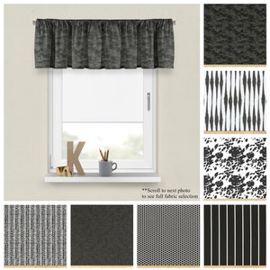 Ink Modern Valances-Premier Prints Dark Charcoal Custom Panel- Black Geometric Window Topper- Straight or Wavy Decorative Valance