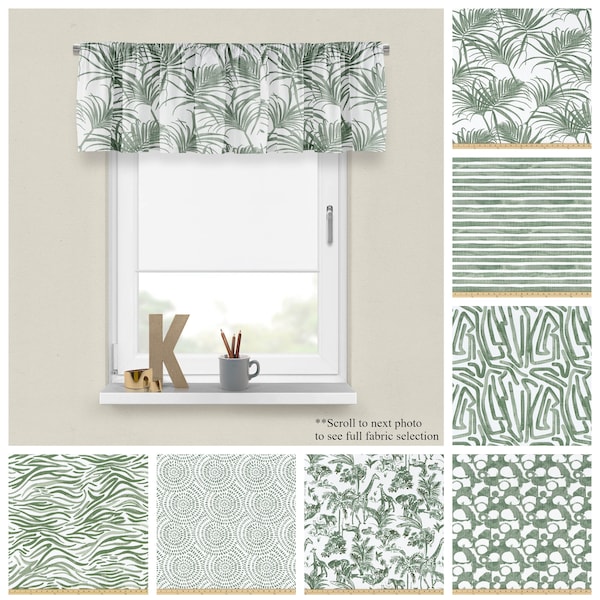 Fairway Valance- Green Window Treatments- Premier Prints Custom Home Decor- Modern Cafe Curtain- Long or Short Window Valance