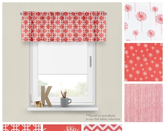 Coral Decorative Valance- Premier Prints Kitchen Cafe Panel or Bedroom Topper- Modern Nursery or Living Room Decor- Straight or Wavy