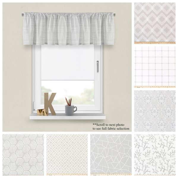 French Grey Valance- Premier Prints Designer Window Treatments- Custom Straight or Wavy Valance- Light Grey Window Covering- Choose Size