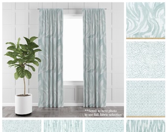 Water Luxe Canvas Curtains- Pair of Drapery Panels- Premier Prints Angela Harris Designer Drapes- Light Aqua Watercolor Collection