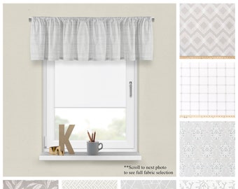 French Grey Valance- Premier Prints Designer Window Treatments- Custom Straight or Wavy Valance- Light Grey Window Covering- Choose Size