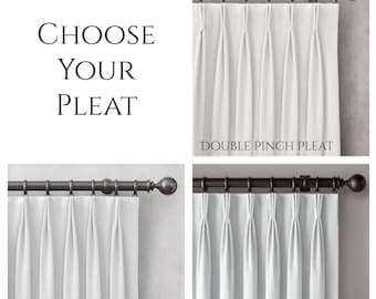 Add Pleats to Our Drapes- Triple or Double Pinch Pleated Curtains- Fan Fold or French/Euro Pleat- Custom Drapes with Hooks