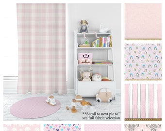 Bella Pink Curtains- Drapery Panel Pair- Premier Prints Pink Baby Girl Room Decor- Custom Nursery Designer Drapes