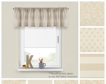 Cloud Window Valance- Premier Prints Beige Custom Kitchen Cafe Panel- Neutral Bedroom Window Topper- Wavy or Straight Valance- Choose Size