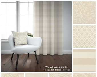 Cortinas de ventana beige nube- Par de paneles de cortinas- Cortinas personalizadas beige- Decoración neutra del hogar- Paneles de ventana de bolsillo de varilla modernos