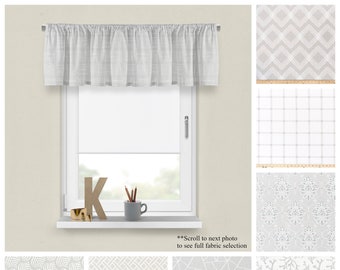 Cenefa gris francés- Premier Prints Designer Window Treatments- Cenefa recta u ondulada personalizada- Cobertura de ventana gris claro- Elija tamaño