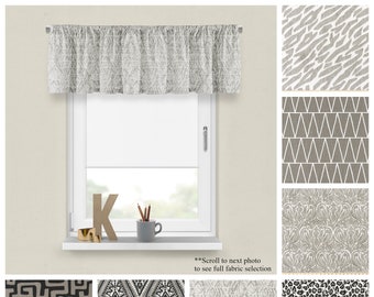 Modern Flint Valance- Premier Prints Taupe Window Treatment- Custom Drapery Valance para cocina o baño- Topper de cortina recta u ondulada