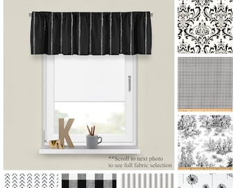 Black and White Valance- Premier Prints Custom Window Treatments- Bedroom or Living Room Decor- Straight or Wavy Valance- Choose your Size