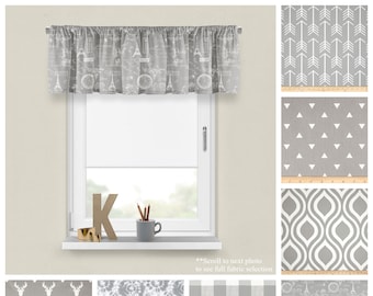 Storm Grey Modern Valance- Premier Prints Gray Decorative Window Treatments- Custom Kitchen Cafe Panel or Living Room Topper- Straight/Wavy