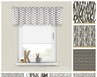 Jet Luxe Canvas Valance- Premier Prints Angela Harris Tratamientos de ventanas- Topper de dormitorio moderno en blanco y negro- Panel grueso recto u ondulado
