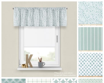 Waterbury Seafoam Valance- Premier Prints Blue Green Custom Drapery Panel- Modern Cafe Curtain- Long or Short Window Valance