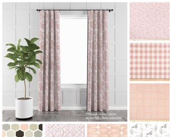 Blush Curtains- Drapery Panel Pair- Light Pink Designer Drapes- Premier Prints Custom Made Curtains- Baby Girl Nursery Decor