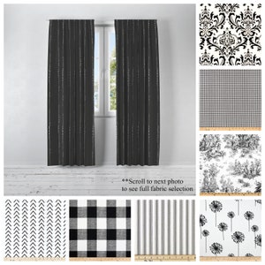 Modern Black and White Curtains- Pair of Drapes- Premier Prints Window Treatments- Custom Cafe Panels or Long Curtains- Custom Sizes