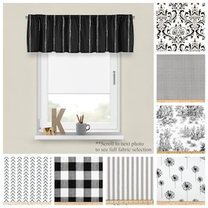 Black and White Valance- Premier Prints Custom Window Treatments- Bedroom or Living Room Decor- Straight or Wavy Valance- Choose your Size