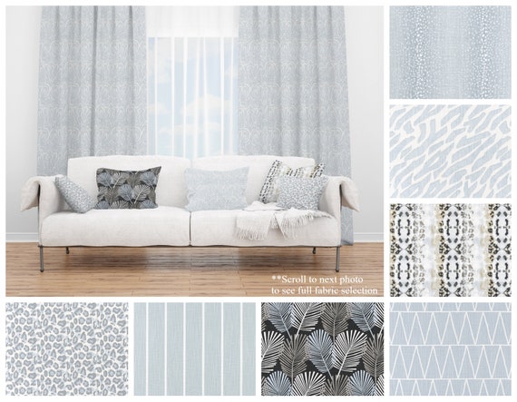 Mineral Blue Curtains- Pair of Drapery Panels- Light Blue and White Premier Prints Window Panels- Custom Sizes Available- Home Decor Fabric
