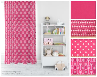 Candy Pink Custom Drapes- Pair of Drapery Panels- Premier Prints Hot Pink Room Decor- Nursery Window Treatments