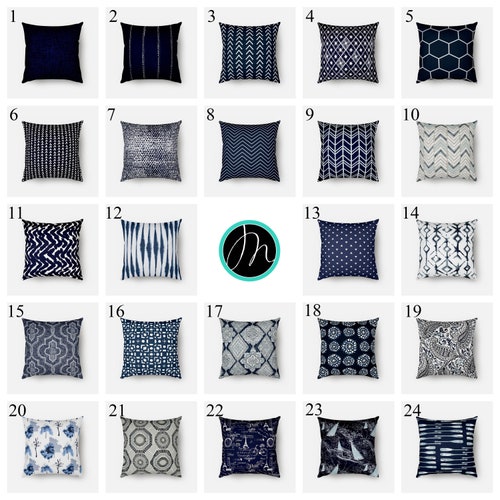 CLEARANCE Throw Pillow Covers With Zipper Modern Blue Toss Etsy
