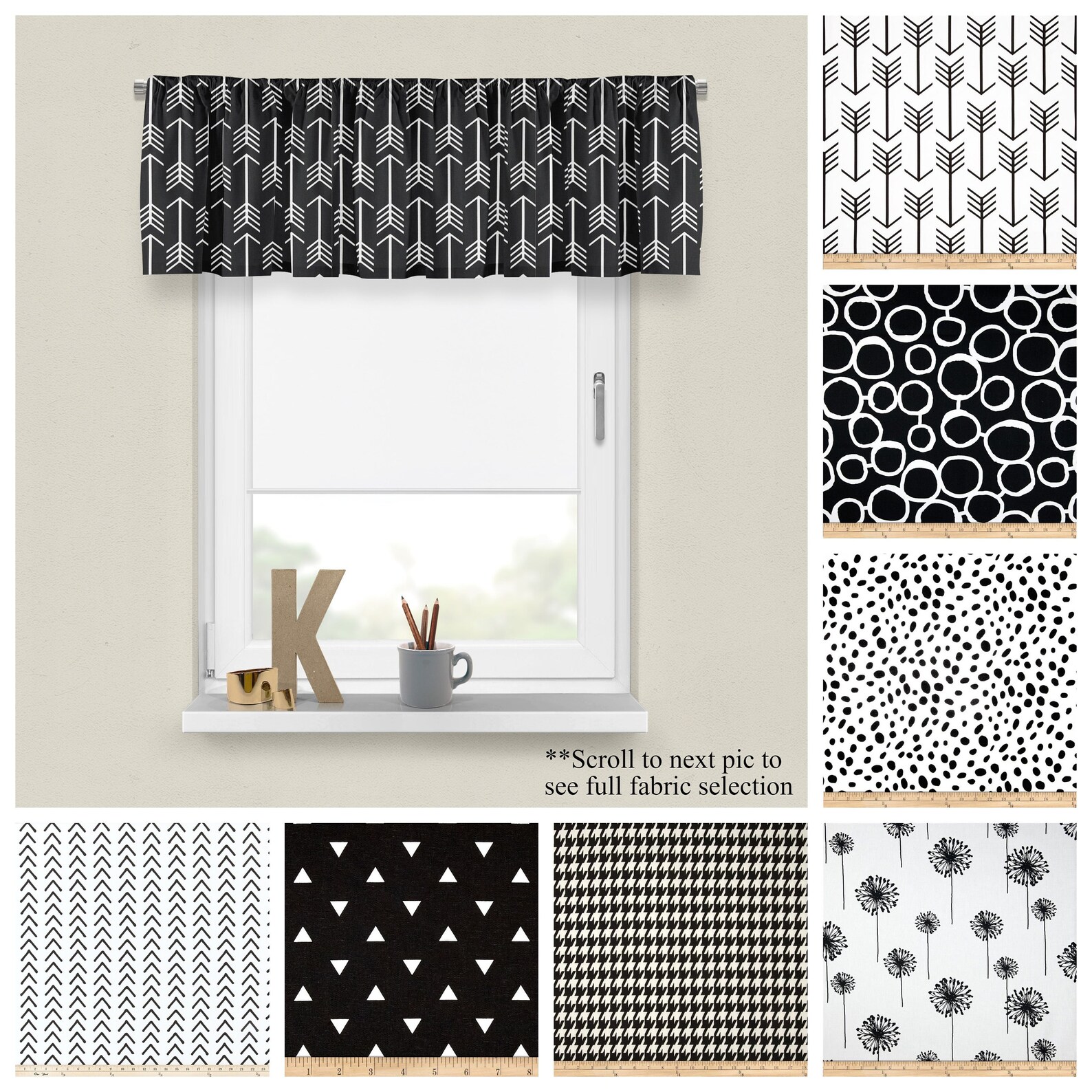 Black and White Valance Premier Prints Window Treatments - Etsy