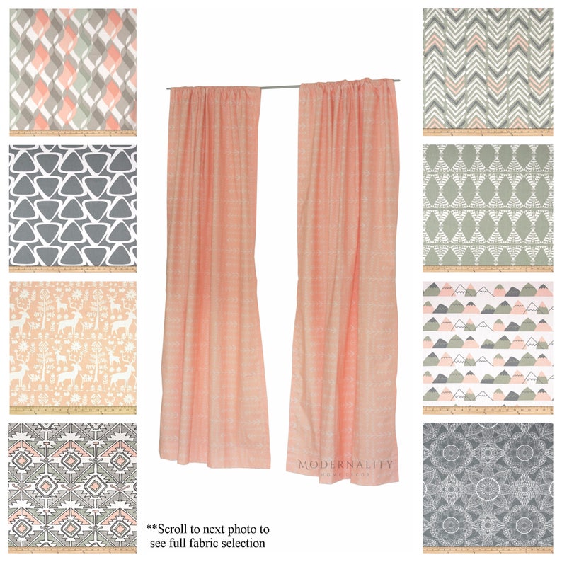 Window Curtains Drapery Panels Nursery Curtains Peach Etsy