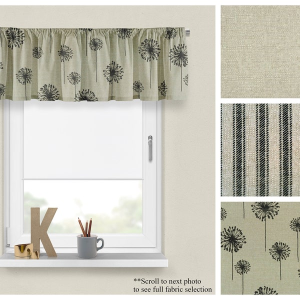 Modern Beige Textured Denton Valances- Premier Prints Custom Decor- Kitchen Cafe Panel or Living Room Window Topper- Straight or Wavy