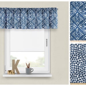 Prussian Blue Linen Luxury Valance- Premier Prints Blue Window Treatments for Kitchen, Dining, or Bedroom- Straight or Wavy Panel