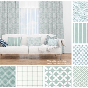 Blue Green Drapery Panels- Waterbury Curtains- Premier Prints Custom Drapes- Cafe Curtains or Long Window Drapes- Seafoam Canvas Curtains