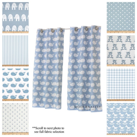 Blue Nursery Curtains Drapery Panels Baby Blue Curtains Etsy