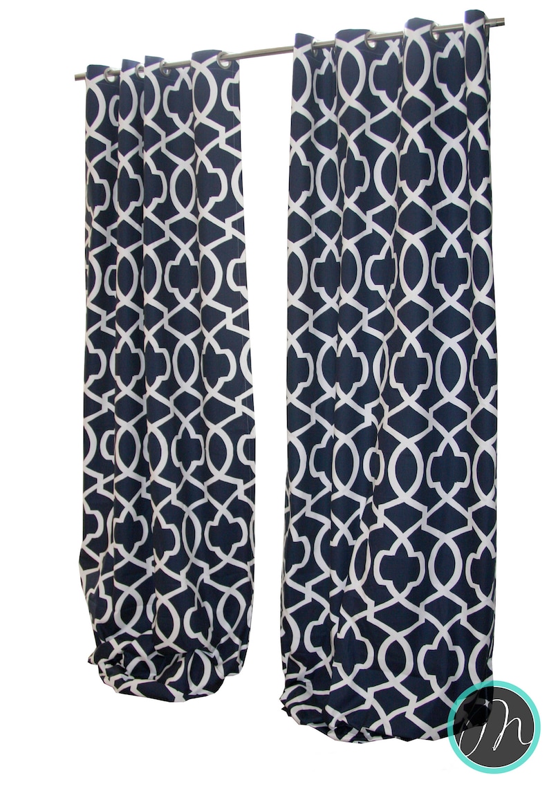 Navy Blue Custom Curtains Pair of Drapery Panels Premier Prints Blue Cafe Curtains or Long Window Treatments Choose Your Size image 4