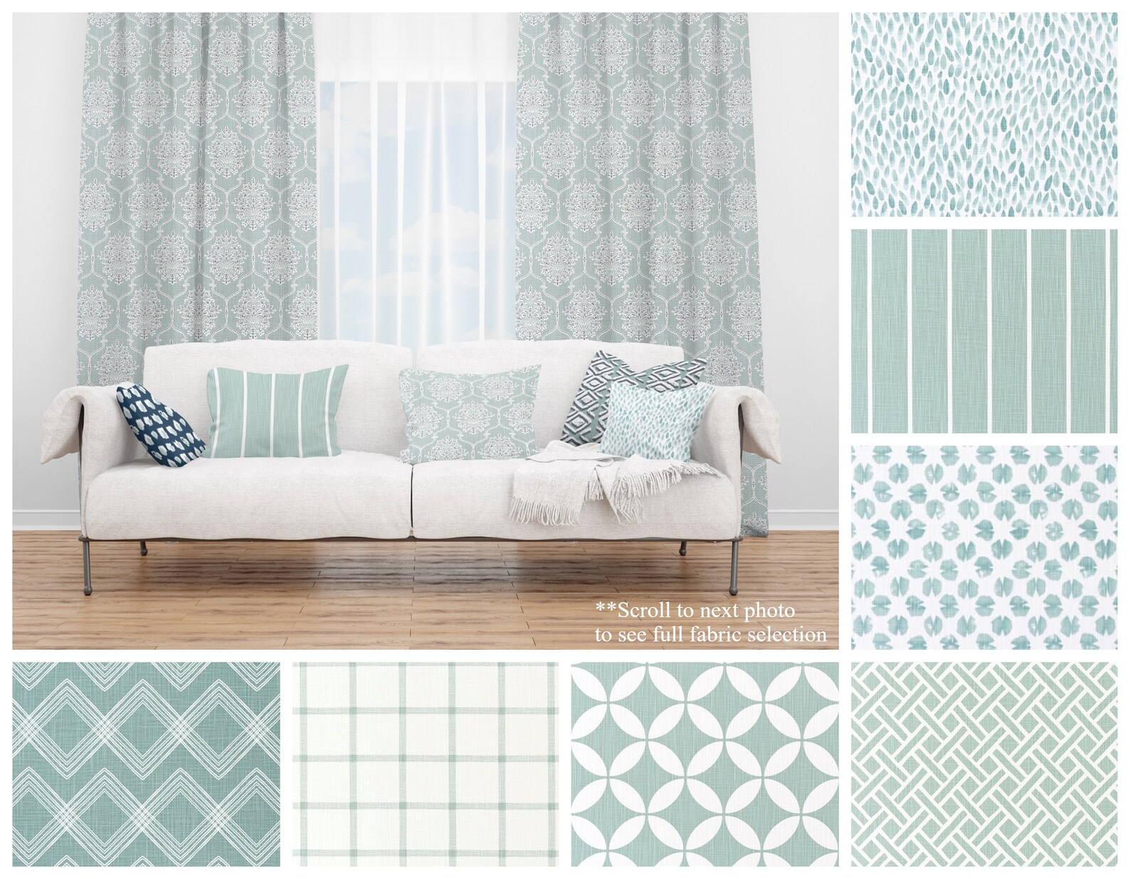 Blue Green Drapery Panels Waterbury Curtains Premier Prints Etsy