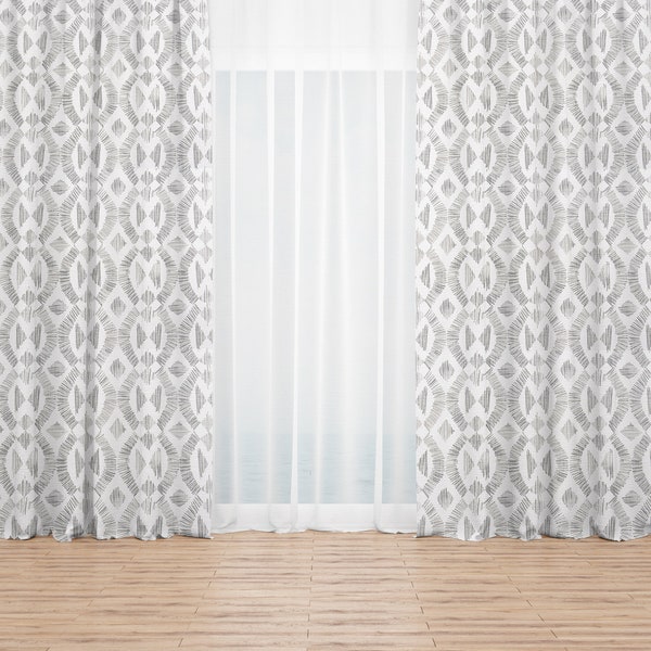 French Grey Bruno Linen Curtains- Drapery Panels- Belgian Linen Drapes- Light Grey Curtains- Designer Drapes- Heavyweight Window Panels