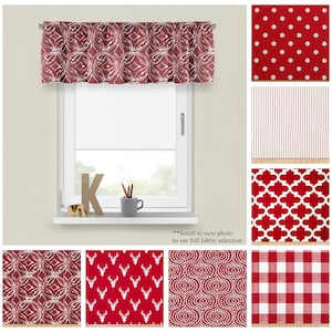 Lipstick Red Custom Valances- Premier Prints Red Window Treatments- Small or Wide Panel- Choose your Size