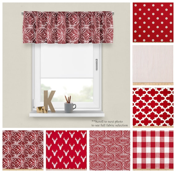 Lipstick Red Custom Valances- Premier Prints Red Window Treatments- Small or Wide Panel- Choose your Size