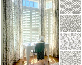 Rideaux en toile pierre flammée chaude - Paire de panneaux de draperie - Rideaux sur mesure imprimés Greige Premier avec un tissu de décoration intérieure moderne