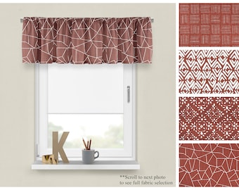 Sierra Rust Valances- Premier Prints Modern Window Treatments- Custom Bedroom Window Topper or Kitchen Cafe Panel- Straight or Wavy