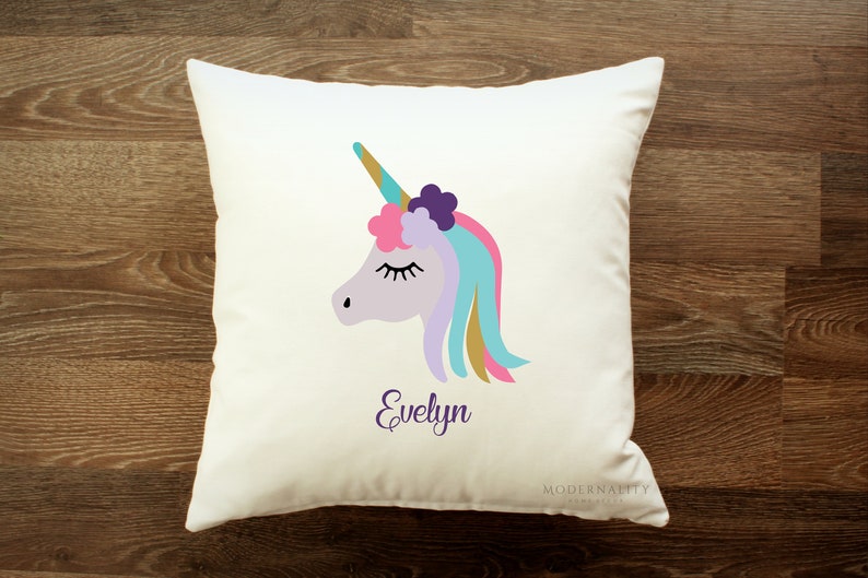 Baby Shower Gift Unicorn Pillow Baby Girl Throw Pillow Play Room Girls Nursery Decor Personalized Pillow Zippered Pillow Unicorn Gift