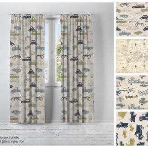 Felix Blue Curtains- Pair of Drapery Panels- Premier Prints Nursery Curtains- Boys Room Decor- Custom Blue Bedroom Drapes