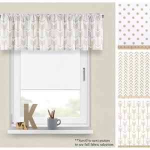 Athena Gold Valance- Metallic Premier Prints Custom Decorative Shade- Modern Nursery Decor- Straight or Wavy Panel- Choose your Size