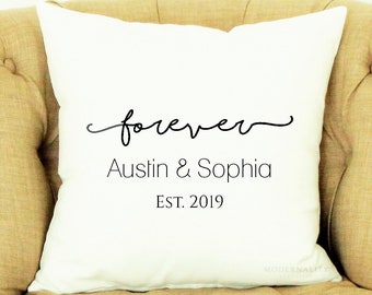 Forever Pillow, Personalized Pillow, Newlywed Gift, Wedding Gift, Engagement Gift, Zippered Pillow Cover, Custom Throw Pillow, Anniversary
